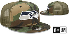 Seahawks ARMY CAMO TRUCKER Hat by New Era - 2nd View