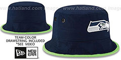 Seahawks BASIC-ACTION Navy Bucket Hat by New Era - 2nd View