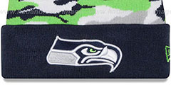 Seahawks CAMO CAPTIVATE Knit Beanie Hat by New Era - 2nd View