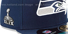 Seahawks NFL SUPER BOWL XLIX ONFIELD Navy Fitted Hat by New Era - 2nd View