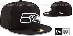 Seahawks NFL TEAM-BASIC Black-White Fitted Hat by New Era - 2nd View