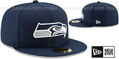 Seahawks NFL TEAM-BASIC Navy Fitted Hat by New Era - 2nd View