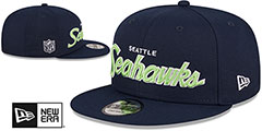 Seahawks SCRIPT-UP SNAPBACK Navy Hat by New Era - 2nd View