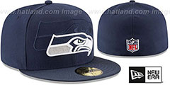 Seahawks STADIUM SHADOW Navy Fitted Hat by New Era - 2nd View