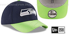 Seahawks STADIUM TRAINING FLEX Navy-Lime Hat by New Era - 2nd View