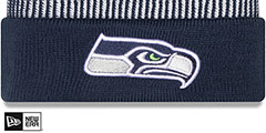 Seahawks STRIPED Knit Beanie Hat by New Era - 2nd View