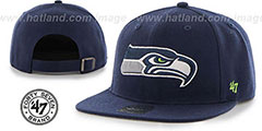 Seahawks SUPER-SHOT STRAPBACK Navy Hat by Twins 47 Brand - 2nd View