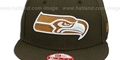 Seahawks TEAM-BASIC SNAPBACK Brown-Wheat Hat by New Era - 2nd View