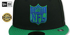 Seahawks THROWBACK NFL SHIELD-BASIC Black-Green Fitted Hat by New Era - 2nd View