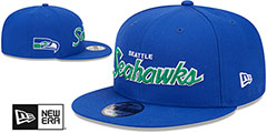 Seahawks THROWBACK TEAM-SCRIPT SNAPBACK Royal Hat by New Era - 2nd View