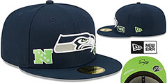 Seahawks TRIPLE THREAT IDENTITY Navy Fitted Hat by New Era - 2nd View