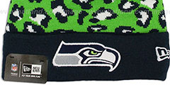 Seahawks WINTER-JUNGLE Knit Beanie Hat by New Era - 2nd View