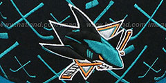 Sharks 2T TOP-SHELF Black-Teal Fitted Hat by Zephyr - 2nd View