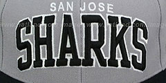 Sharks 2T XL-WORDMARK Grey-Black Fitted Hat by Mitchell and Ness - 2nd View