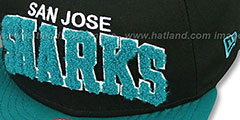 Sharks CHENILLE-ARCH SNAPBACK Black-Teal Hat by New Era - 2nd View