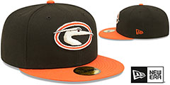 Shorebirds MILB ONFIELD ALT 1 Black-Orange Fitted Hat by New Era - 2nd View