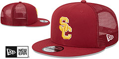 Southern Cal TEAM-BASIC TRUCKER SNAPBACK Burgundy Hat by New Era - 2nd View