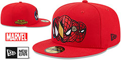 Spiderman SPIDERVERSE FACES Red Fitted Hat by New Era - 2nd View