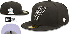 Spurs 5X NBA CHAMPS POP-SWEAT Black-Lavender Fitted Hat by New Era - 2nd View