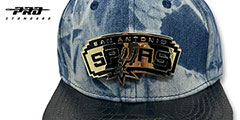 Spurs GOLD METAL BADGE STRAPBACK Denim-Black Hat by Pro Standard - 2nd View