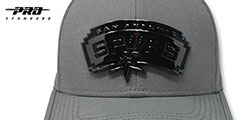 Spurs LOW-PRO BLACK METAL BADGE STRAPBACK Grey Hat by Pro Standard - 2nd View