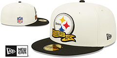 Steelers 2022 NFL SIDELINE Cream-Black Fitted Hat by New Era - 2nd View