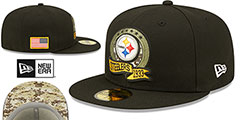 Steelers 2022 SALUTE-TO-SERVICE Black Fitted Hat by New Era - 2nd View