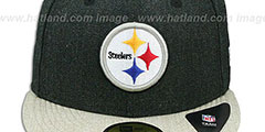 Steelers 2T-HEATHER ACTION Charcoal-Oatmeal Fitted Hat by New Era - 2nd View