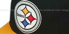 Steelers 2T XL-LOGO SNAPBACK  Black-Gold Adjustable Hat by Mitchell and Ness - 2nd View