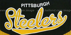 Steelers BALLISTIC SCRIPT A-FRAME STRAPBACK Black-Gold Hat by New Era - 2nd View