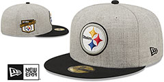 Steelers EST HEATHER SIDE-PATCH Grey-Black Fitted Hat by New Era - 2nd View