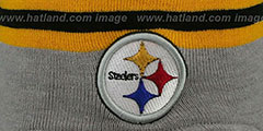 Steelers GREY STRIPETOP Knit Beanie Hat by New Era - 2nd View