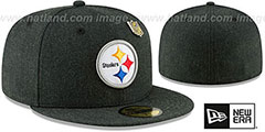 Steelers HEATHERED-PIN Black Fitted Hat by New Era - 2nd View