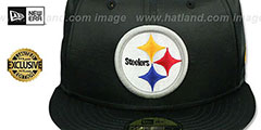 Steelers SATIN BASIC Black Fitted Hat by New Era - 2nd View