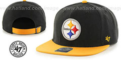 Steelers SUPER-SHOT STRAPBACK Black-Gold Hat by Twins 47 Brand - 2nd View