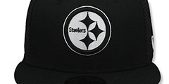 Steelers TEAM-BASIC TRUCKER Black-White Fitted Hat by New Era - 2nd View