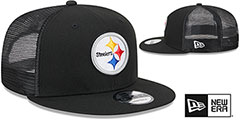 Steelers TEAM-BASIC TRUCKER SNAPBACK Black Hat by New Era - 2nd View