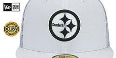 Steelers TEAM-BASIC TRUCKER White Fitted Hat by New Era - 2nd View