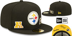 Steelers TRIPLE THREAT IDENTITY Black Fitted Hat by New Era - 2nd View