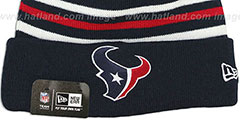 Texans STRIPEOUT Knit Beanie Hat by New Era - 2nd View