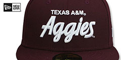 Texas A and M NCAA TEAM-SCRIPT Maroon Fitted Hat by New Era - 2nd View