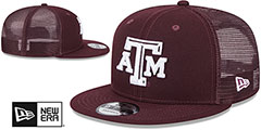 Texas A and M TEAM-BASIC TRUCKER SNAPBACK Maroon Hat by New Era - 2nd View