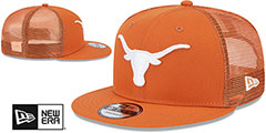 Texas TEAM-BASIC TRUCKER SNAPBACK Burnt Orange Hat by New Era - 2nd View