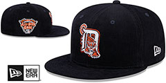 Tigers OLD SCHOOL CORDUROY SIDE-PATCH Navy Fitted Hat by New Era - 2nd View