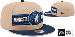 Timberwolves 2024 NBA DRAFT SNAPBACK Camel-Navy Hat by New Era - 2nd View