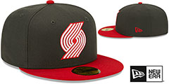 Trail Blazers 2T COLOR PACK Charcoal-Red Fitted Hat by New Era - 2nd View