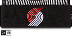 Trail Blazers STRIPED Knit Beanie Hat by New Era - 2nd View