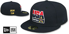 USA Basketball DREAM TEAM Navy Fitted Hat by New Era - 2nd View