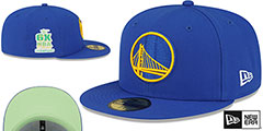 Warriors 6X NBA CHAMPS CITRUS POP Royal-Green Fitted Hat by New Era - 2nd View