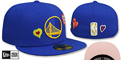 Warriors CHAIN STITCH HEARTS Royal Fitted Hat by New Era - 2nd View